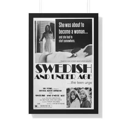 SWEDISH AND UNDER AGE 1969 - Framed Movie Poster 20" x 30" Black - The Sticker Space
