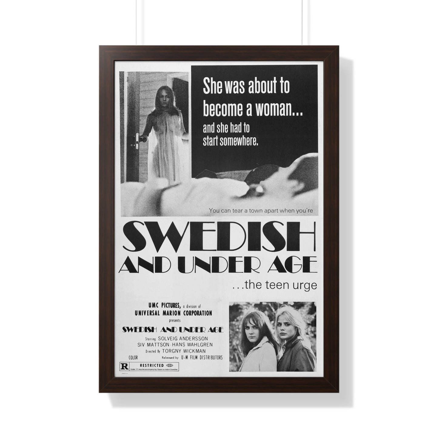 SWEDISH AND UNDER AGE 1969 - Framed Movie Poster-20" x 30"-The Sticker Space