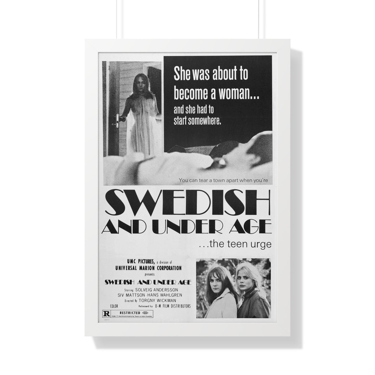 SWEDISH AND UNDER AGE 1969 - Framed Movie Poster-20" x 30"-The Sticker Space