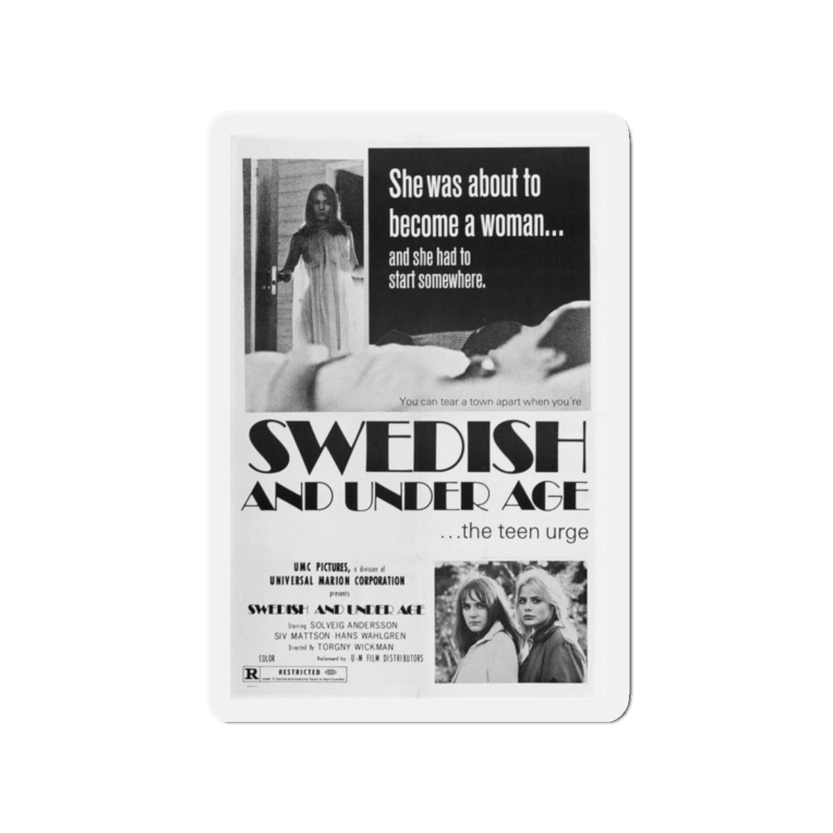 SWEDISH AND UNDER AGE 1969 Movie Poster - Refrigerator Magnet-2" x 2"-The Sticker Space