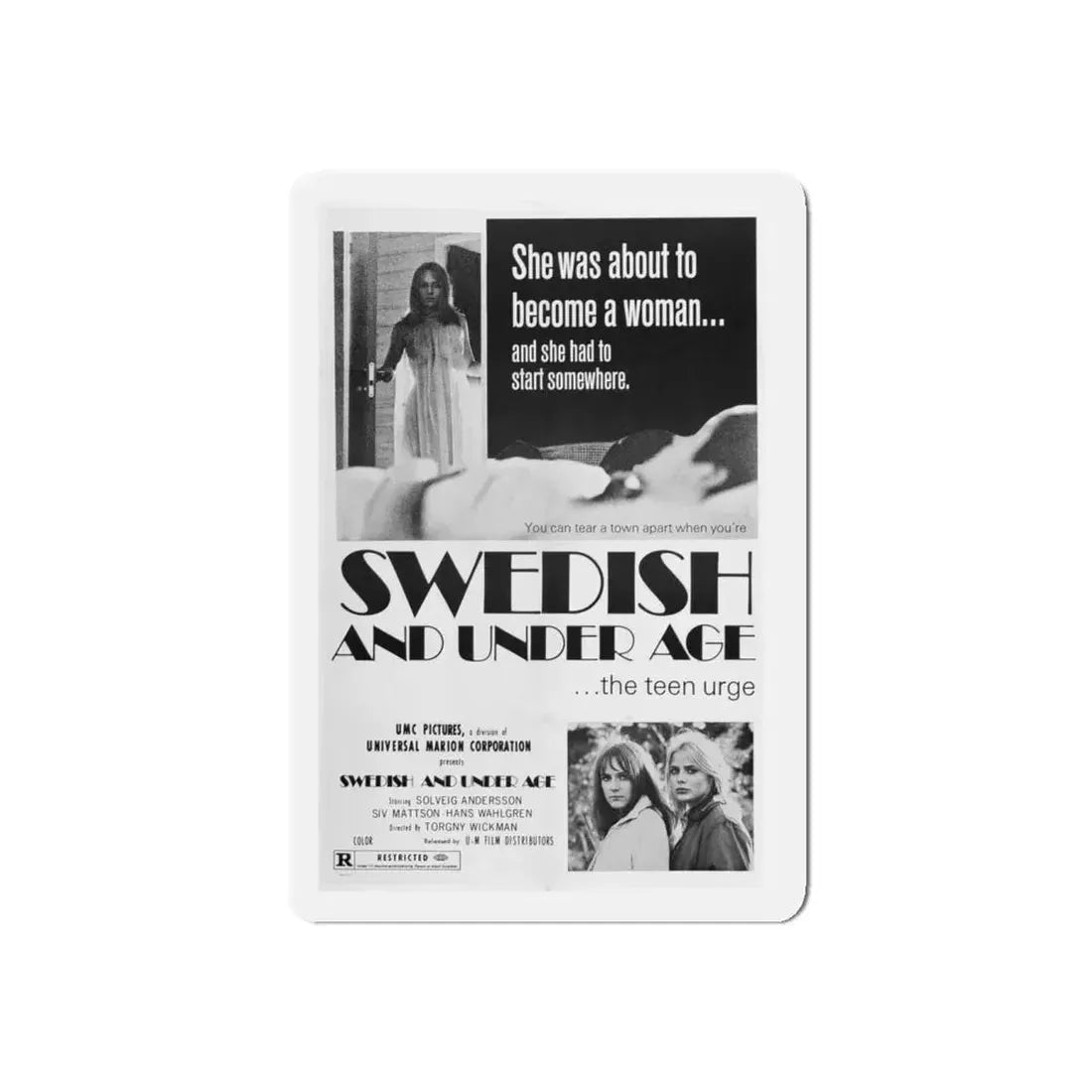 SWEDISH AND UNDER AGE 1969 Movie Poster - Refrigerator Magnet 4 Inch Die-Cut - The Sticker Space