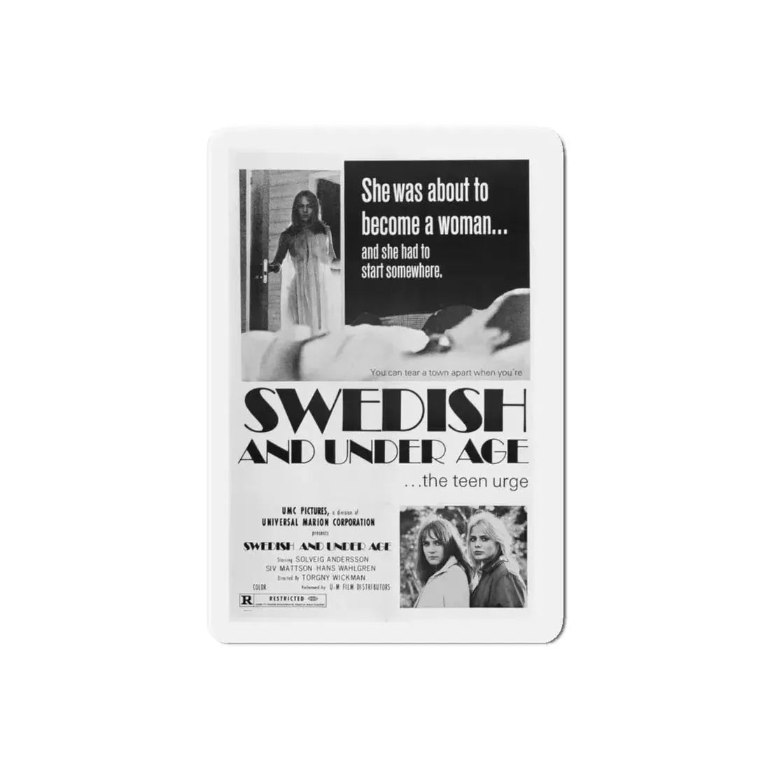 SWEDISH AND UNDER AGE 1969 Movie Poster - Refrigerator Magnet 6 Inch Die-Cut - The Sticker Space
