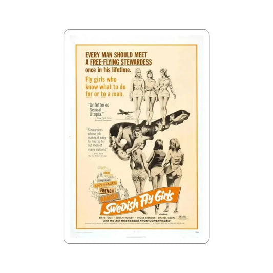 SWEDISH FLY GIRLS 1971 Movie Poster - STICKER Vinyl Kiss-Cut Decal 2 Inch White - The Sticker Space