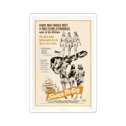 Swedish Fly Girls 1971 Movie Poster - STICKER Vinyl Kiss-Cut Decal 3 Inch White - The Sticker Space