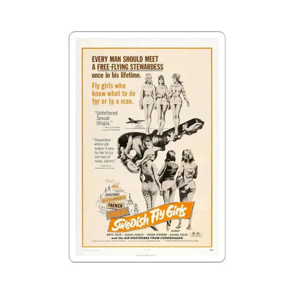 Swedish Fly Girls 1971 Movie Poster - STICKER Vinyl Kiss-Cut Decal 4 Inch White - The Sticker Space