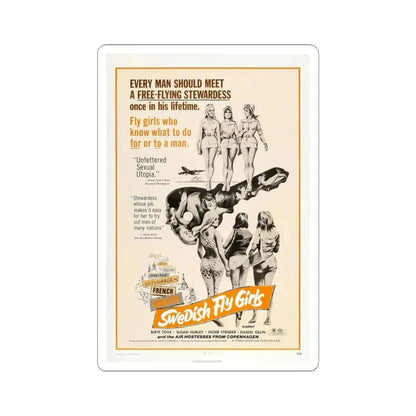 Swedish Fly Girls 1971 Movie Poster - STICKER Vinyl Kiss-Cut Decal 6 Inch White - The Sticker Space