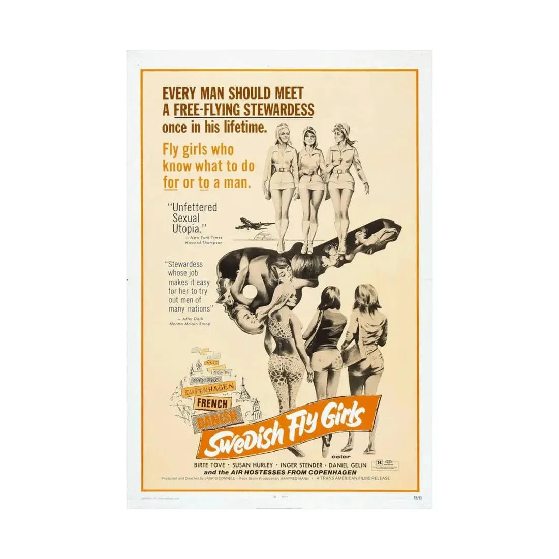 SWEDISH FLY GIRLS 1971 - Paper Movie Poster - The Sticker Space