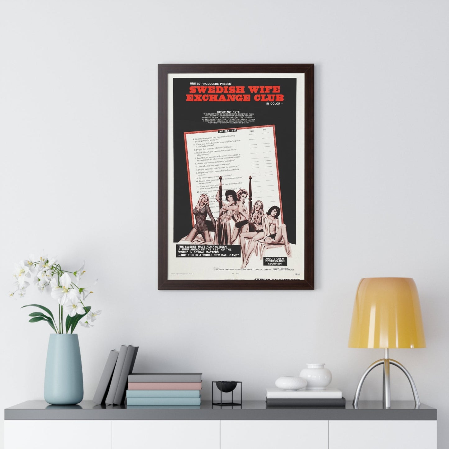 SWEDISH WIFE EXCHANGE CLUB 1969 - Framed Movie Poster-The Sticker Space