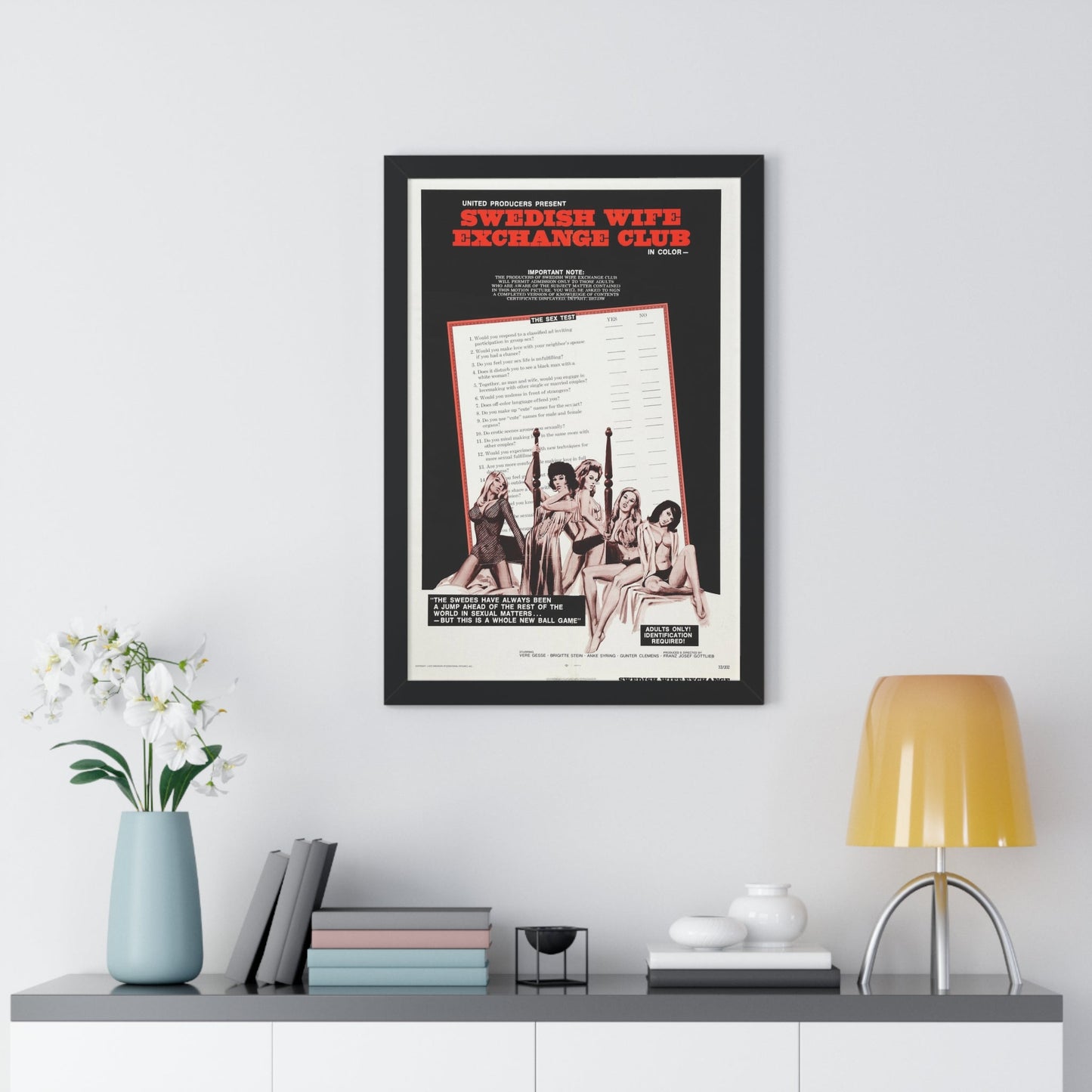 SWEDISH WIFE EXCHANGE CLUB 1969 - Framed Movie Poster-The Sticker Space