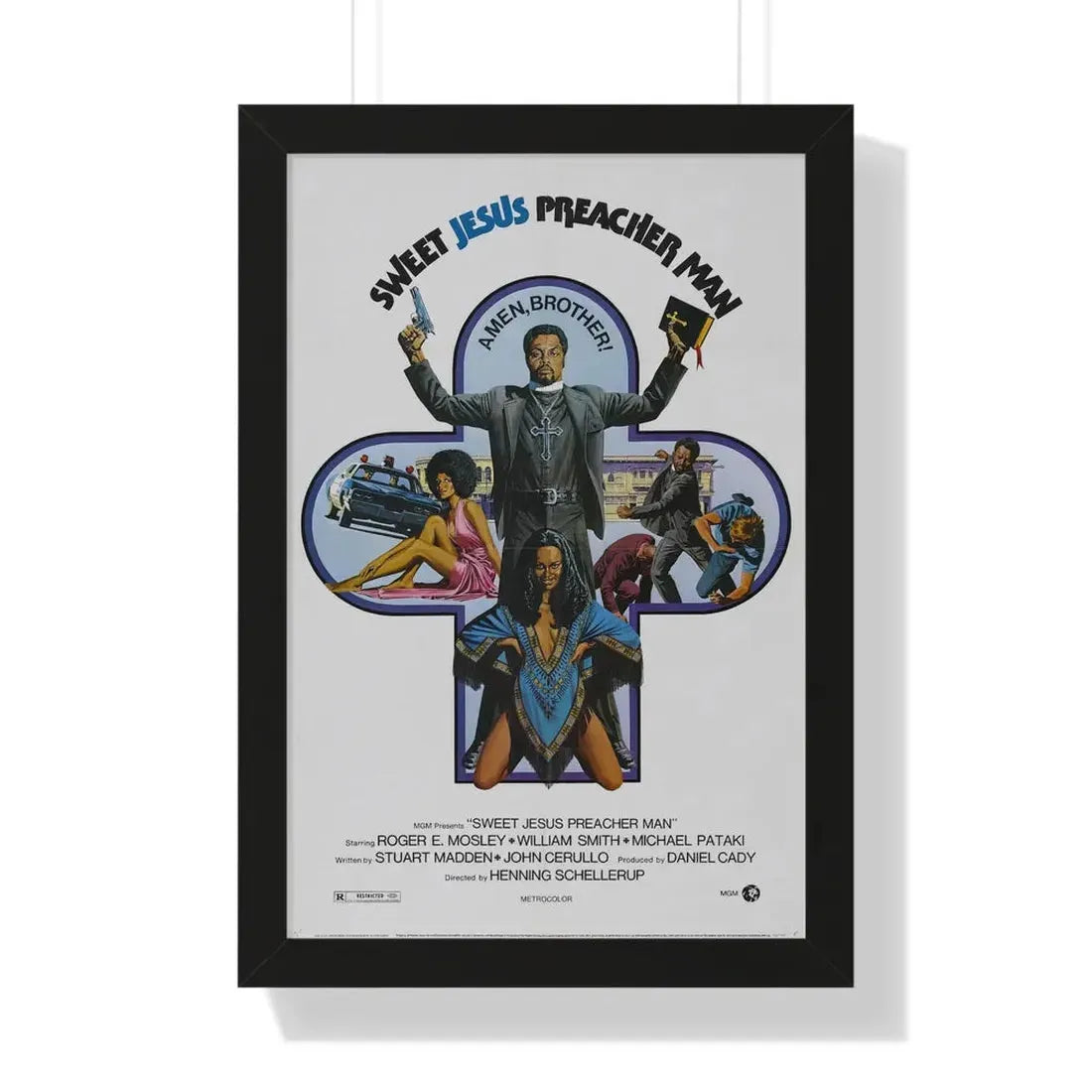 SWEET JESUS PREACHER MAN 1973 - Framed Movie Poster 16″ x 24″ Black - The Sticker Space
