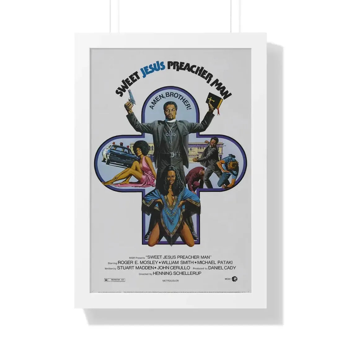 SWEET JESUS PREACHER MAN 1973 - Framed Movie Poster 16″ x 24″ White - The Sticker Space