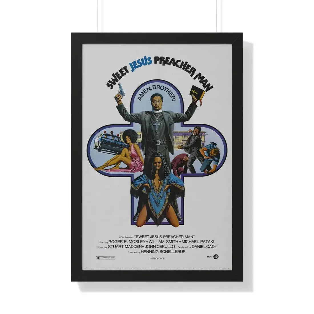 SWEET JESUS PREACHER MAN 1973 - Framed Movie Poster 20" x 30" Black - The Sticker Space