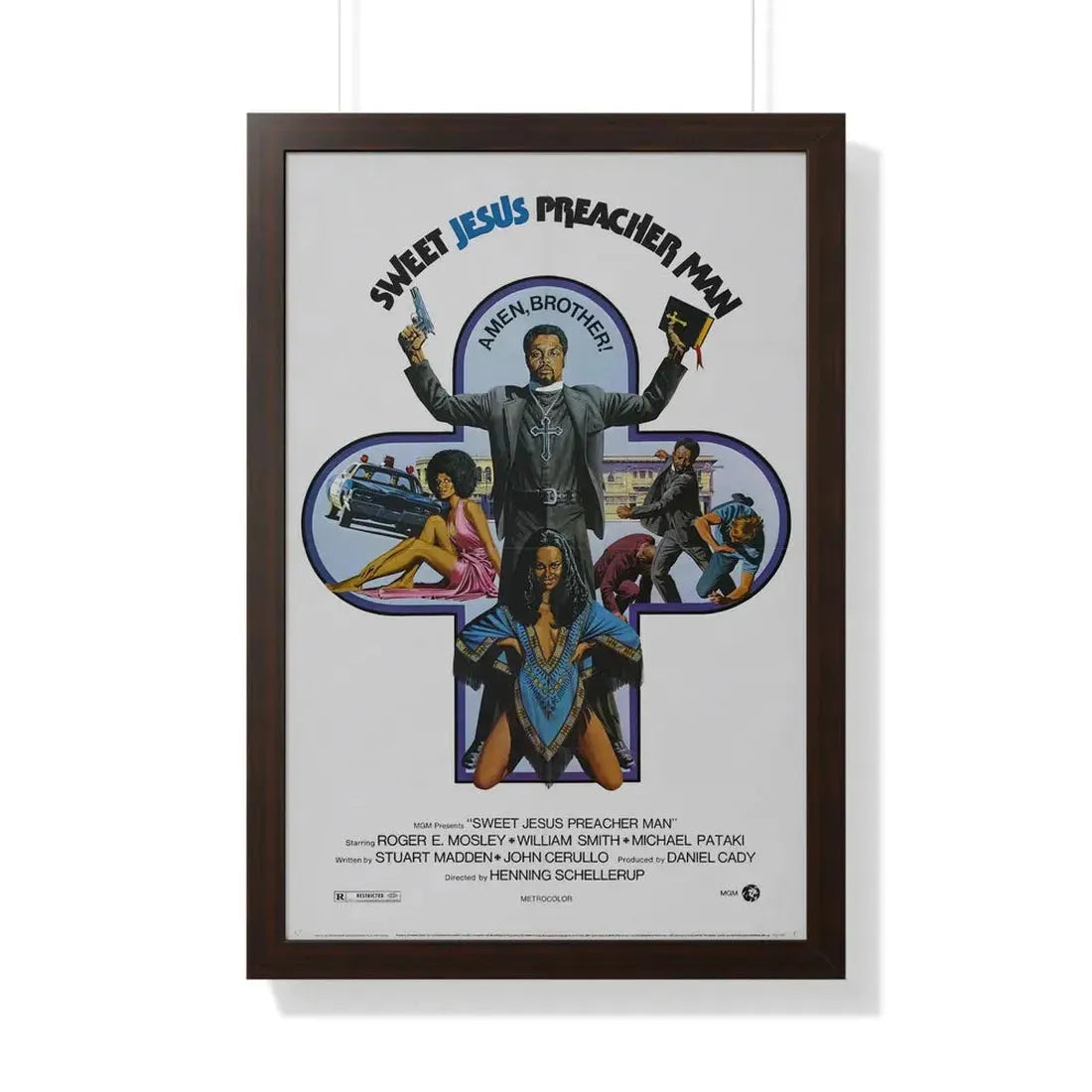 SWEET JESUS PREACHER MAN 1973 - Framed Movie Poster 20" x 30" Walnut - The Sticker Space