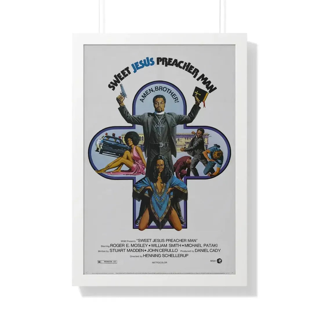 SWEET JESUS PREACHER MAN 1973 - Framed Movie Poster 20" x 30" White - The Sticker Space