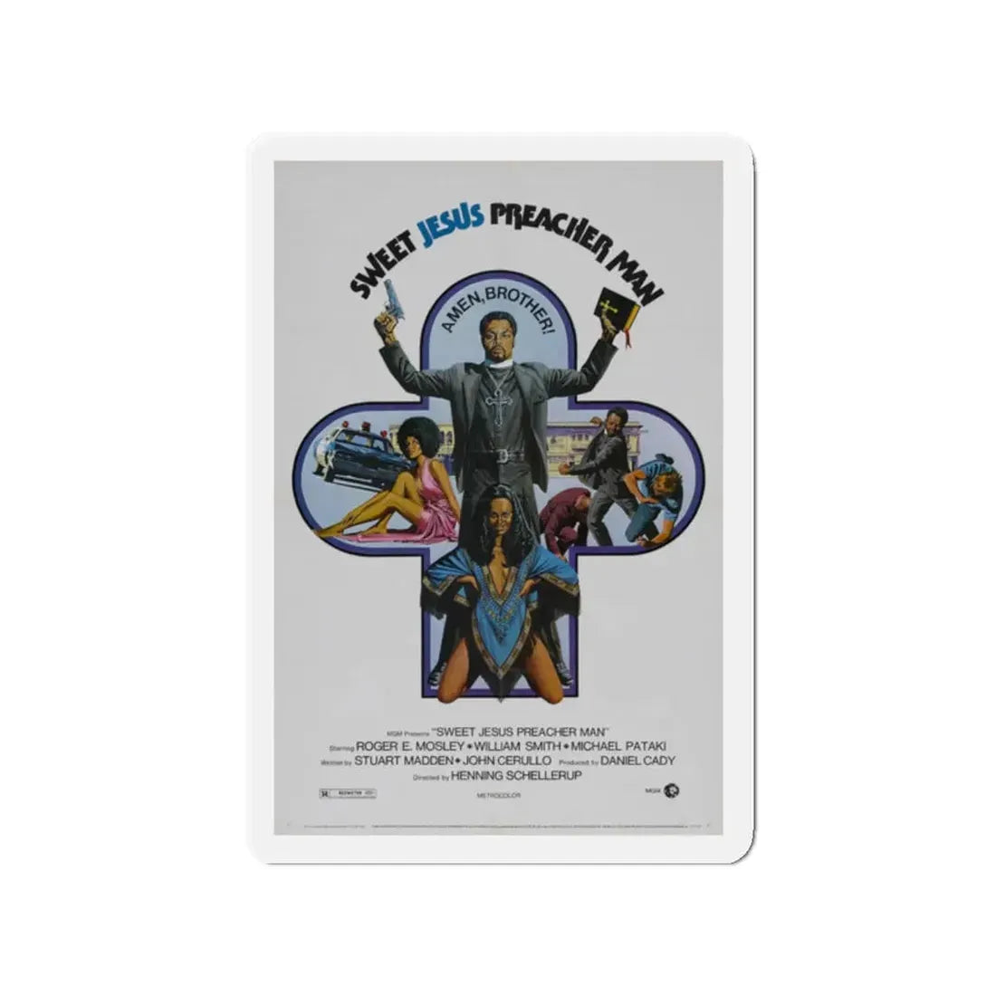 SWEET JESUS PREACHER MAN 1973 Movie Poster - Refrigerator Magnet 2 Inch Die-Cut - The Sticker Space