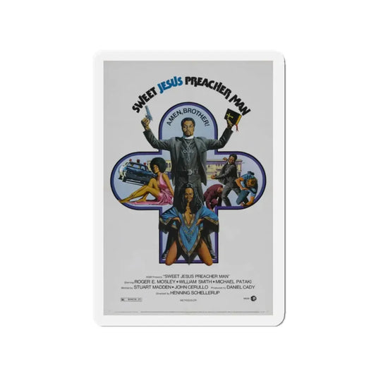 SWEET JESUS PREACHER MAN 1973 Movie Poster - Refrigerator Magnet 2 Inch Die-Cut - The Sticker Space