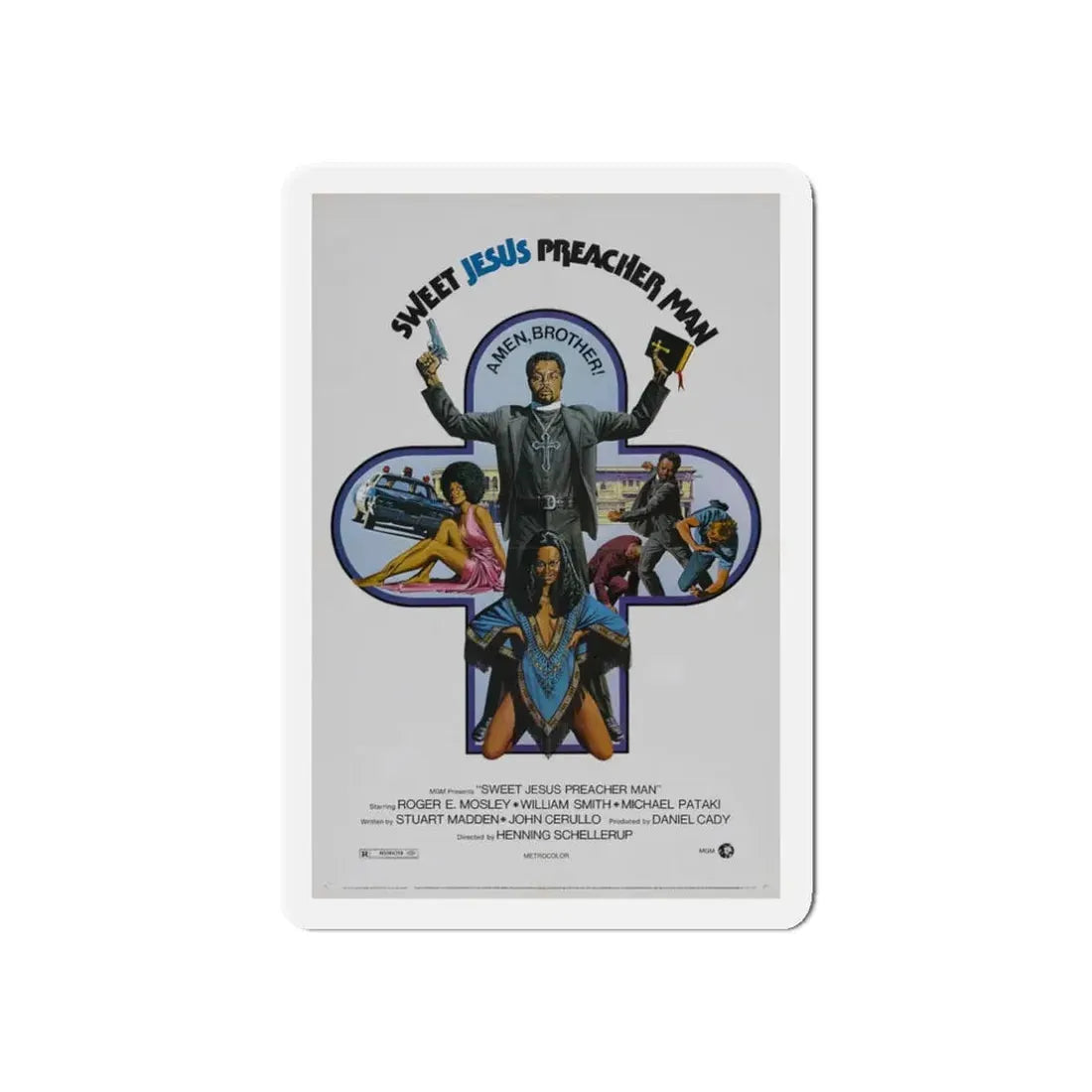 SWEET JESUS PREACHER MAN 1973 Movie Poster - Refrigerator Magnet 3 Inch Die-Cut - The Sticker Space