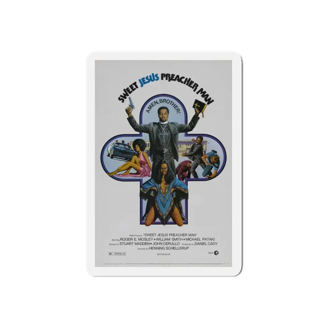 SWEET JESUS PREACHER MAN 1973 Movie Poster - Refrigerator Magnet 4 Inch Die-Cut - The Sticker Space