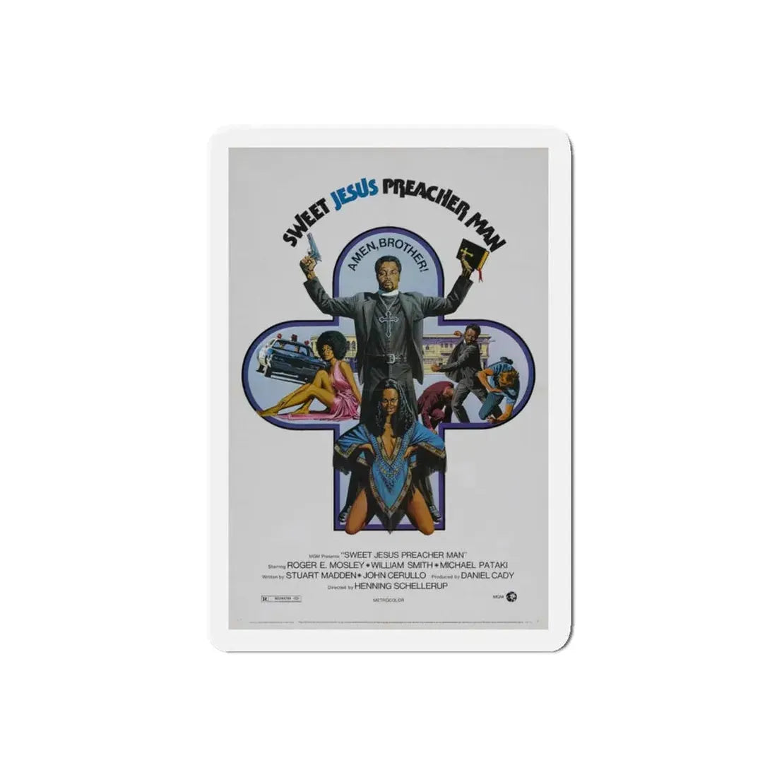 SWEET JESUS PREACHER MAN 1973 Movie Poster - Refrigerator Magnet 5 Inch Die-Cut - The Sticker Space