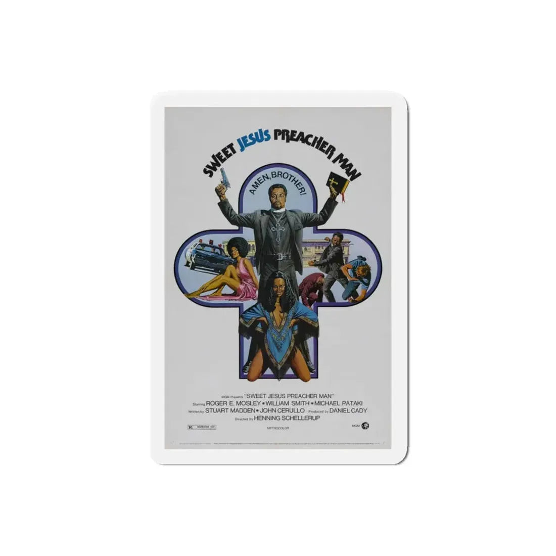 SWEET JESUS PREACHER MAN 1973 Movie Poster - Refrigerator Magnet 6 Inch Die-Cut - The Sticker Space