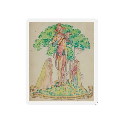 Sweet Lovers Love the Spring, Elks magazine cover study (Magazine Illustration) Refrigerator Magnet 3 Inch Die-Cut - The Sticker Space