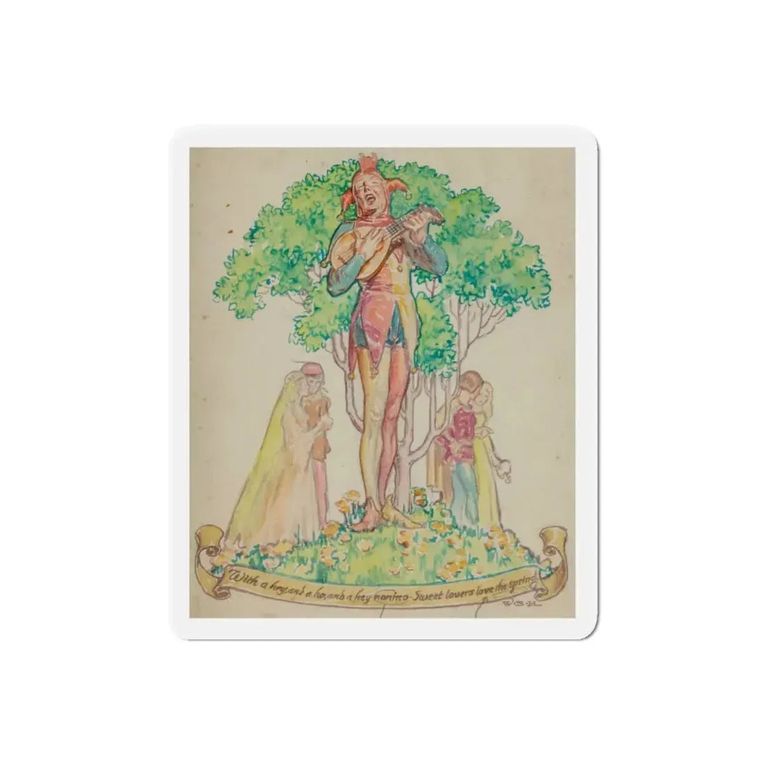 Sweet Lovers Love the Spring, Elks magazine cover study (Magazine Illustration) Refrigerator Magnet 6 Inch Die-Cut - The Sticker Space