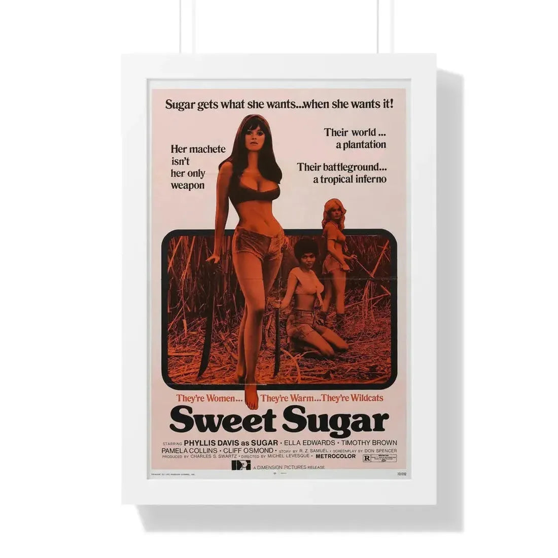 SWEET SUGAR 1972 - Framed Movie Poster 16″ x 24″ White - The Sticker Space