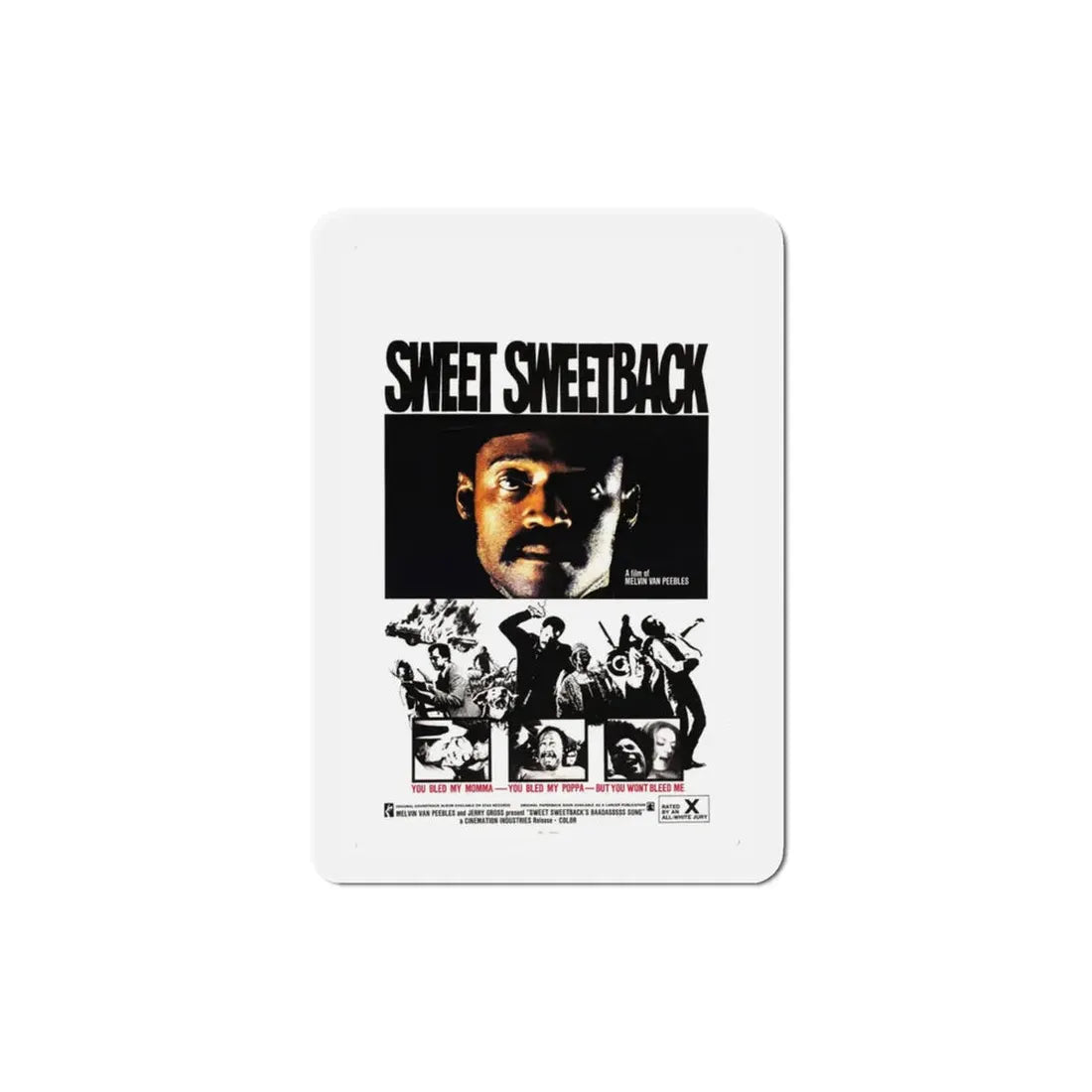 Sweet Sweetback's Baadasssss Song 1971 Movie Poster Refrigerator Magnet 3 Inch - The Sticker Space