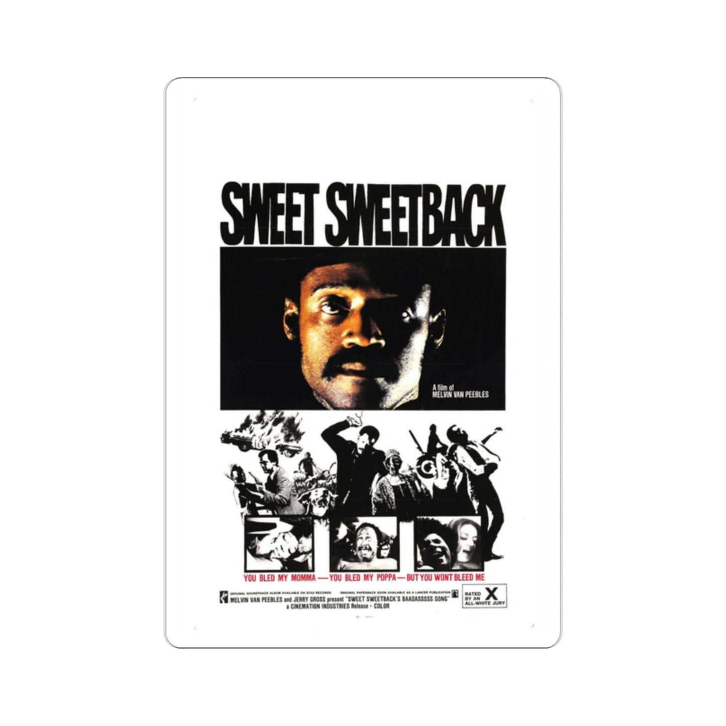Sweet Sweetback's Baadasssss Song 1971 Movie Poster STICKER Vinyl Die-Cut Decal-2 Inch-The Sticker Space