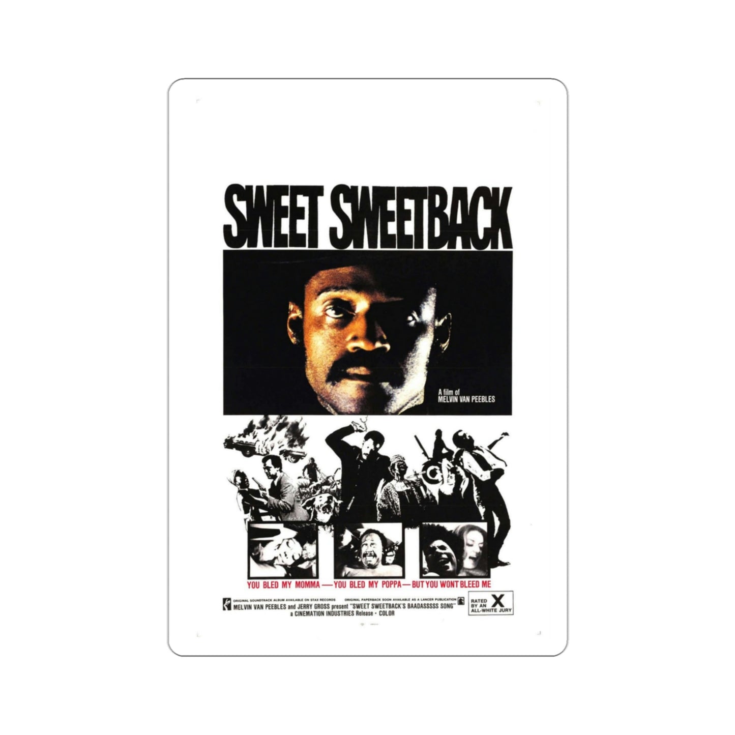 Sweet Sweetback's Baadasssss Song 1971 Movie Poster STICKER Vinyl Die-Cut Decal-3 Inch-The Sticker Space