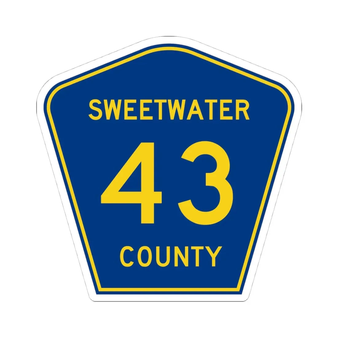 Sweetwater County Route 43 WY (Wyoming) (Road Sign) STICKER Vinyl Kiss-Cut Decal 4 Inch White - The Sticker Space
