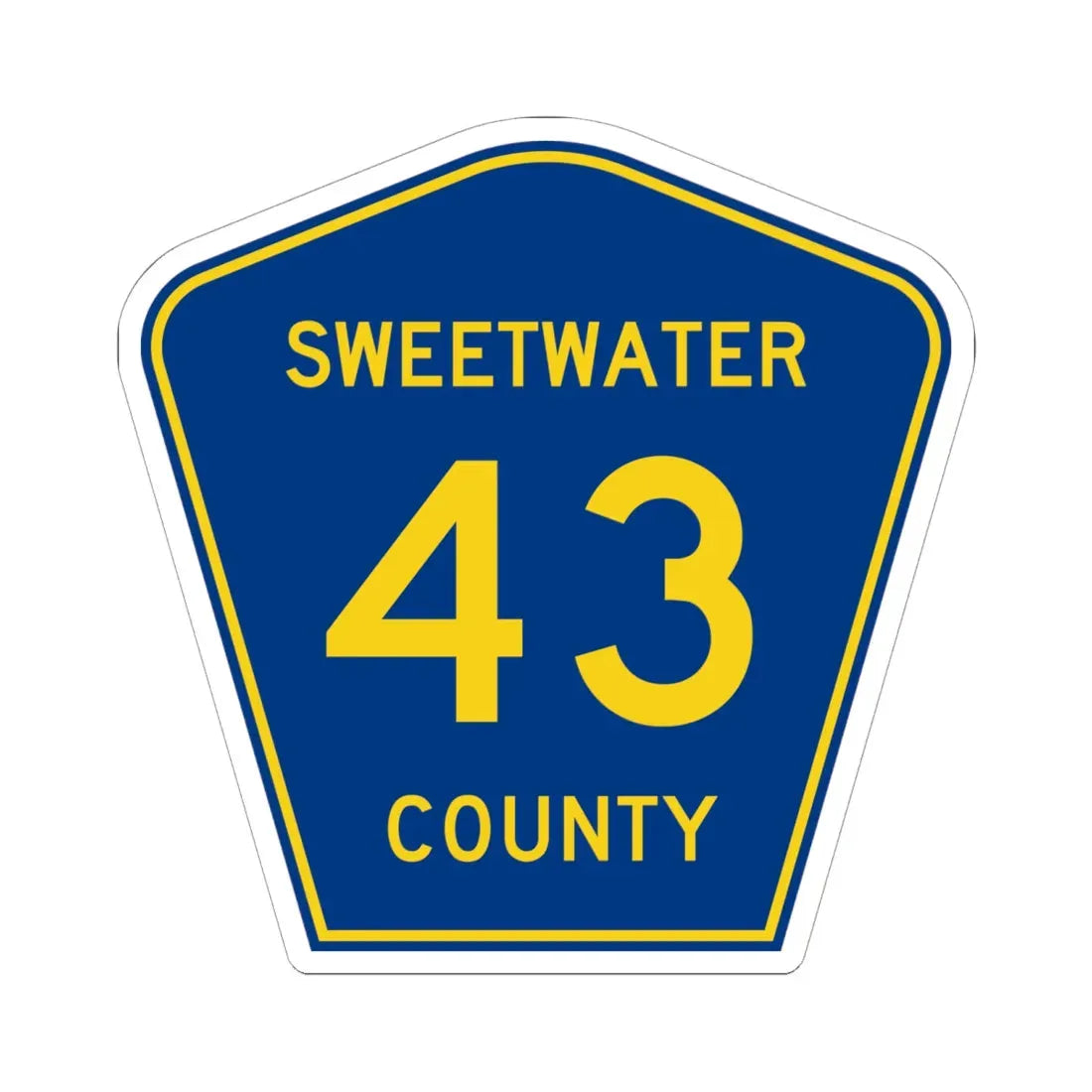 Sweetwater County Route 43 WY (Wyoming) (Road Sign) STICKER Vinyl Kiss-Cut Decal 6 Inch White - The Sticker Space