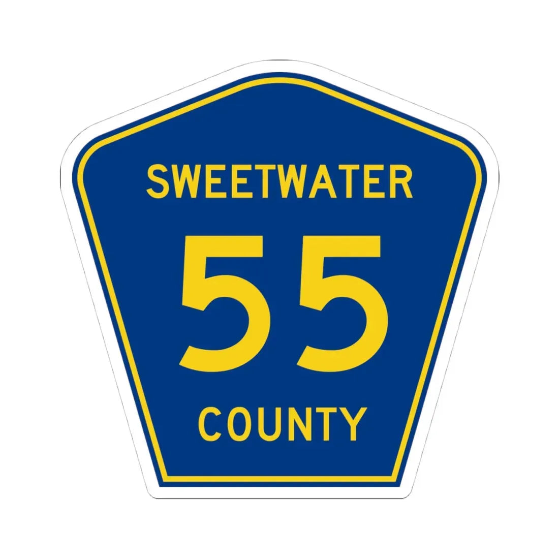 Sweetwater County Route 55 WY (Wyoming) (Road Sign) STICKER Vinyl Kiss-Cut Decal 4 Inch White - The Sticker Space