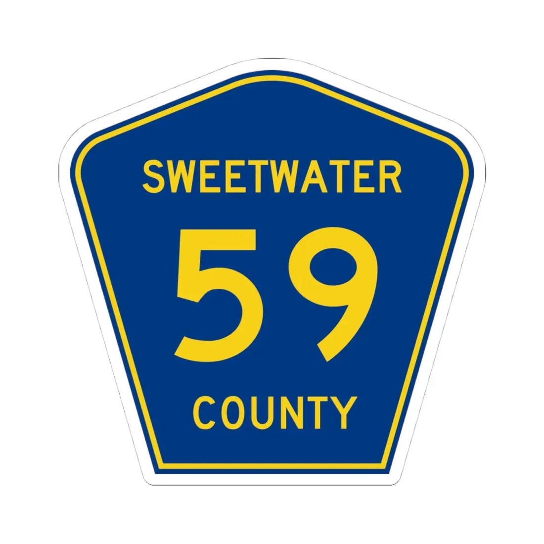 Sweetwater County Route 59 WY (Wyoming) (Road Sign) STICKER Vinyl Kiss-Cut Decal 4 Inch White - The Sticker Space