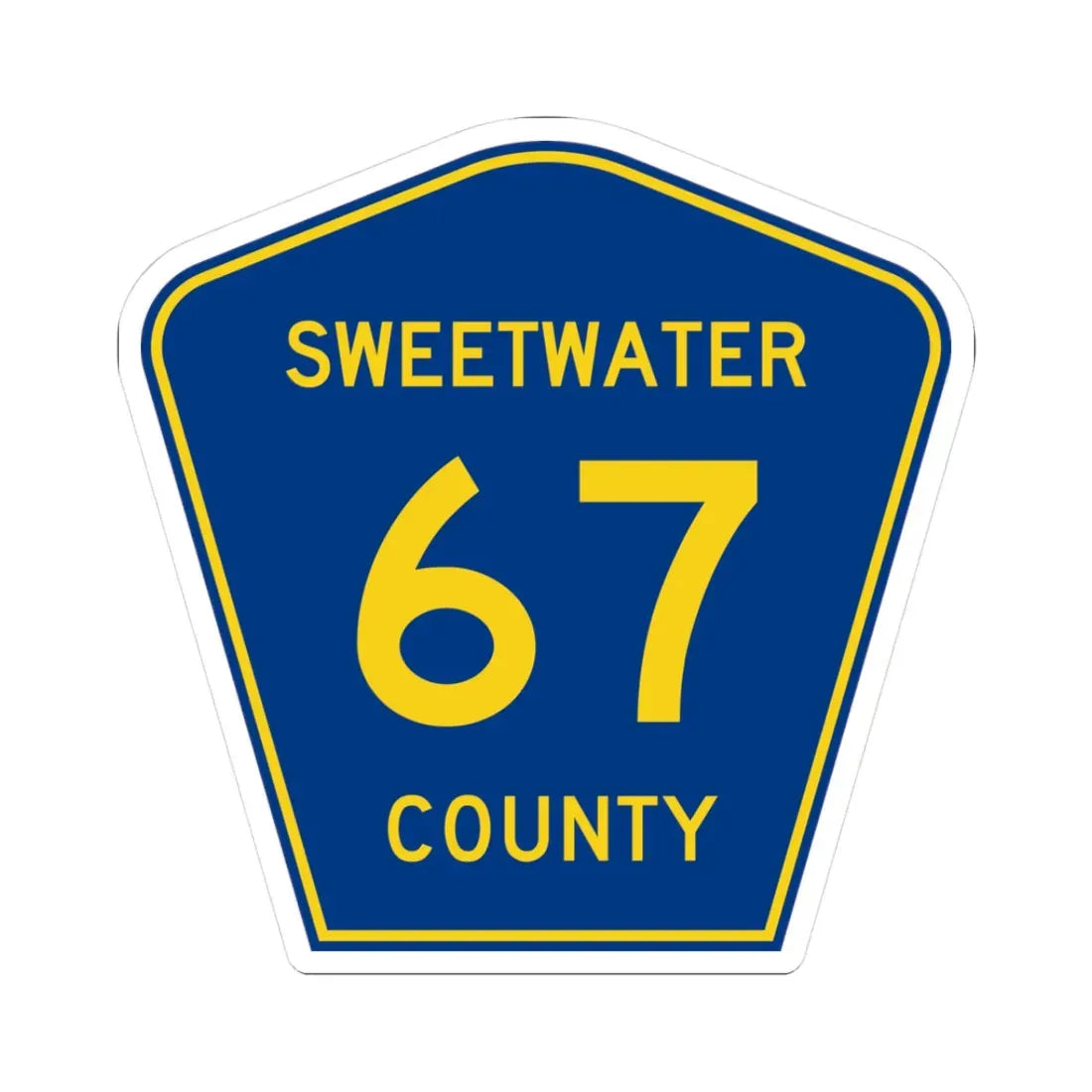 Sweetwater County Route 67 WY (Wyoming) (Road Sign) STICKER Vinyl Kiss-Cut Decal 3 Inch White - The Sticker Space