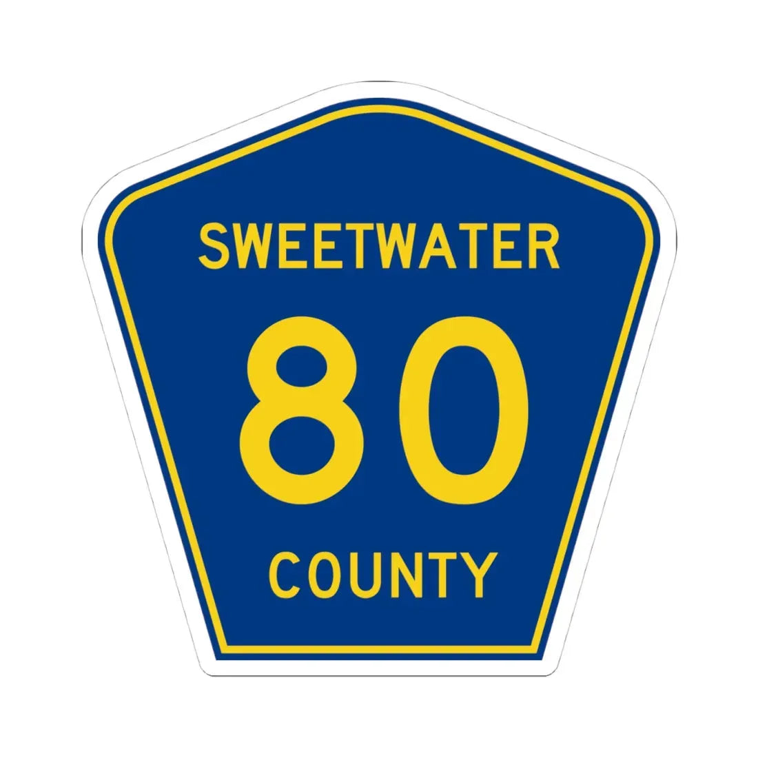 Sweetwater County Route 80 WY (Wyoming) (Road Sign) STICKER Vinyl Kiss-Cut Decal 4 Inch White - The Sticker Space
