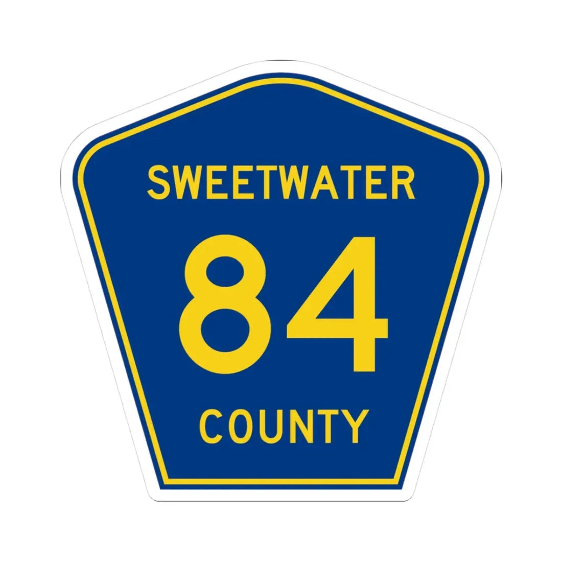 Sweetwater County Route 84 WY (Wyoming) (Road Sign) STICKER Vinyl Kiss-Cut Decal 3 Inch White - The Sticker Space