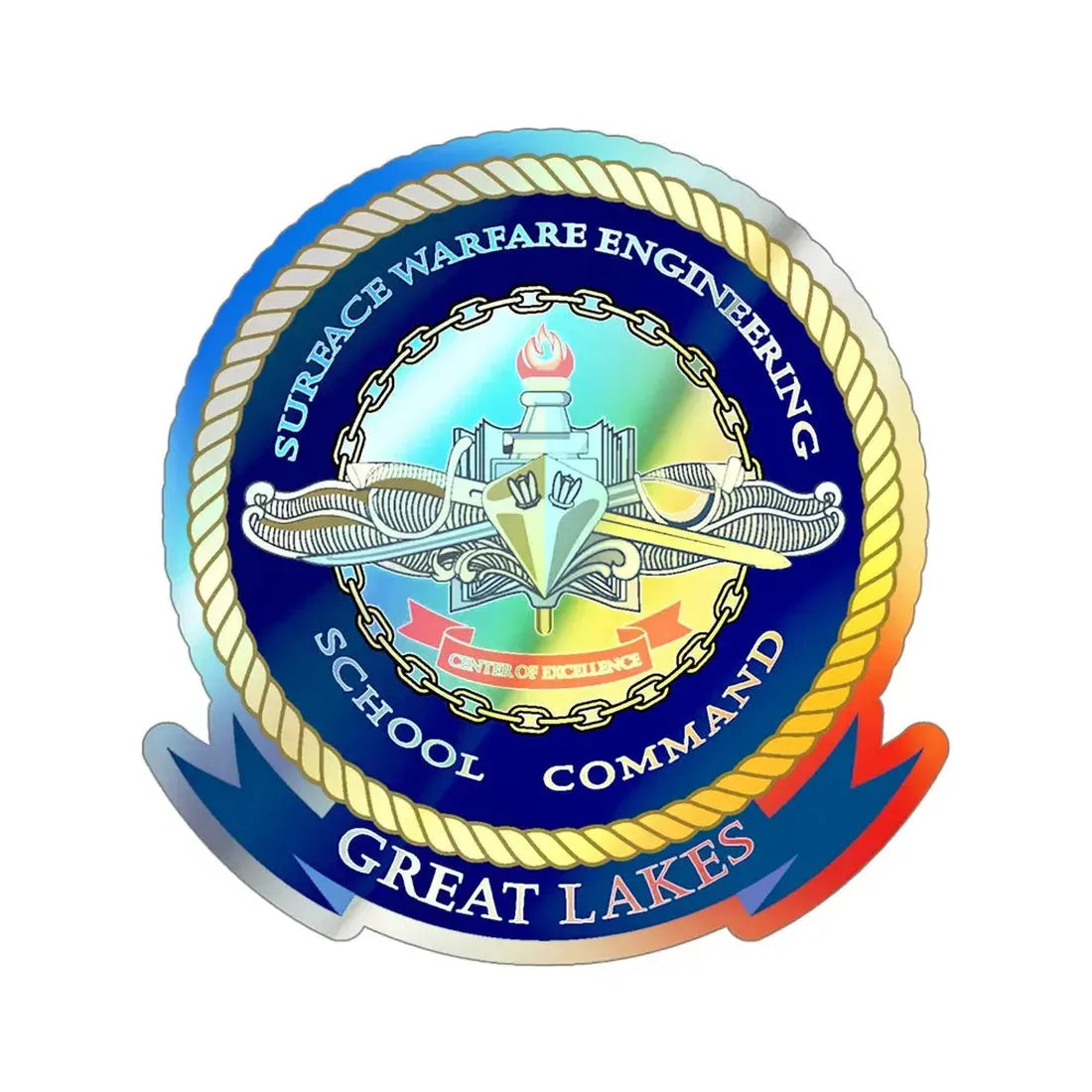 SWESC Great Lakes (U.S. Navy) Holographic STICKER Die-Cut Vinyl Decal 5 Inch Holographic - The Sticker Space