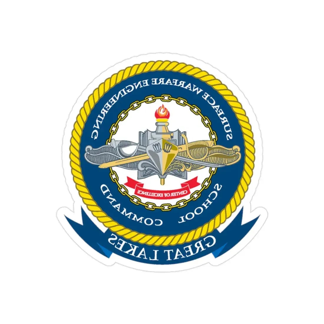 SWESC Great Lakes (U.S. Navy) REVERSE PRINT Transparent Die-Cut STICKER 2 Inch Die-Cut Transparent - The Sticker Space