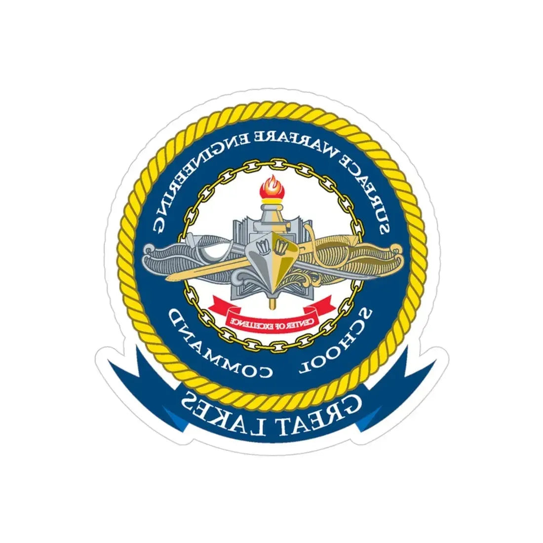SWESC Great Lakes (U.S. Navy) REVERSE PRINT Transparent Die-Cut STICKER 3 Inch Die-Cut Transparent - The Sticker Space
