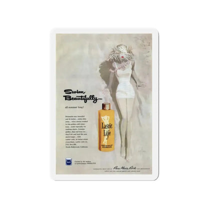 Swim Beautifully, advertisement, Cosmopolitan, July 1957 (Magazine Illustration) Refrigerator Magnet 2 Inch Die-Cut - The Sticker Space