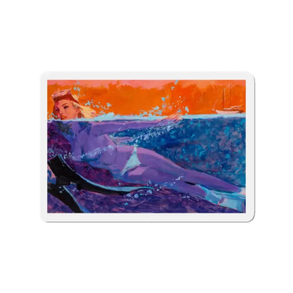 Swimmer (Magazine Illustration) Refrigerator Magnet 2 Inch Die-Cut - The Sticker Space