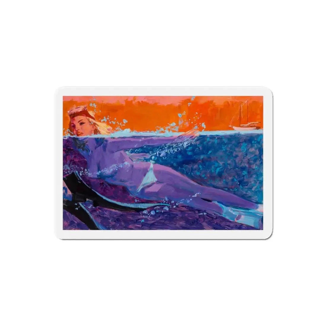 Swimmer (Magazine Illustration) Refrigerator Magnet 6 Inch Die-Cut - The Sticker Space