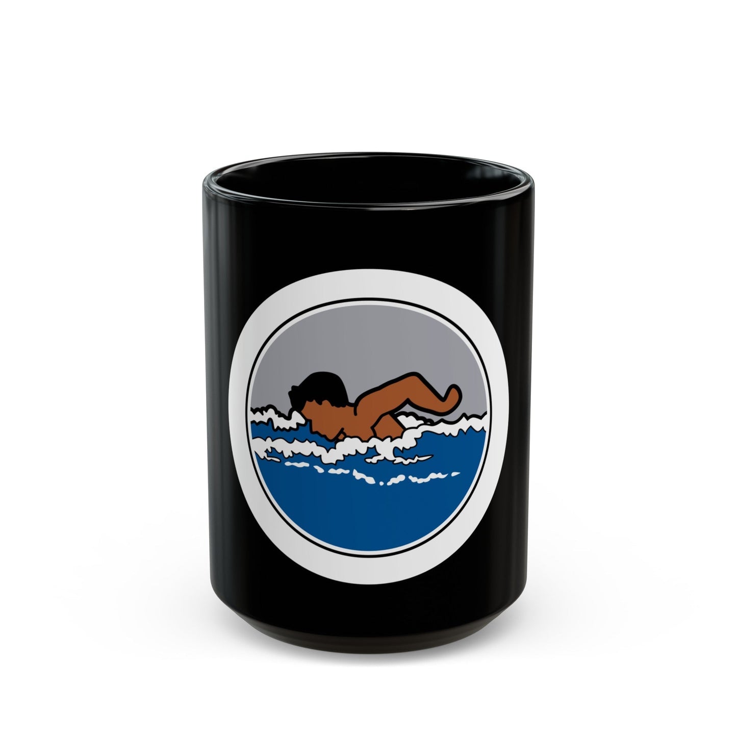 Swimming (Boy Scout Merit Badge) Black Coffee Mug-15oz-The Sticker Space