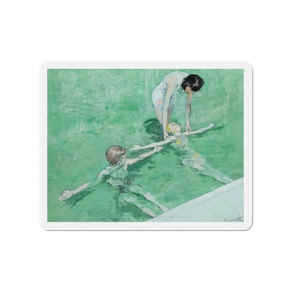 Swimming Lesson (Magazine Illustration) Refrigerator Magnet 3 Inch Die-Cut - The Sticker Space