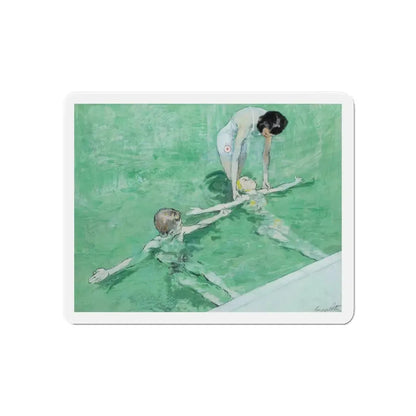 Swimming Lesson (Magazine Illustration) Refrigerator Magnet 6 Inch Die-Cut - The Sticker Space