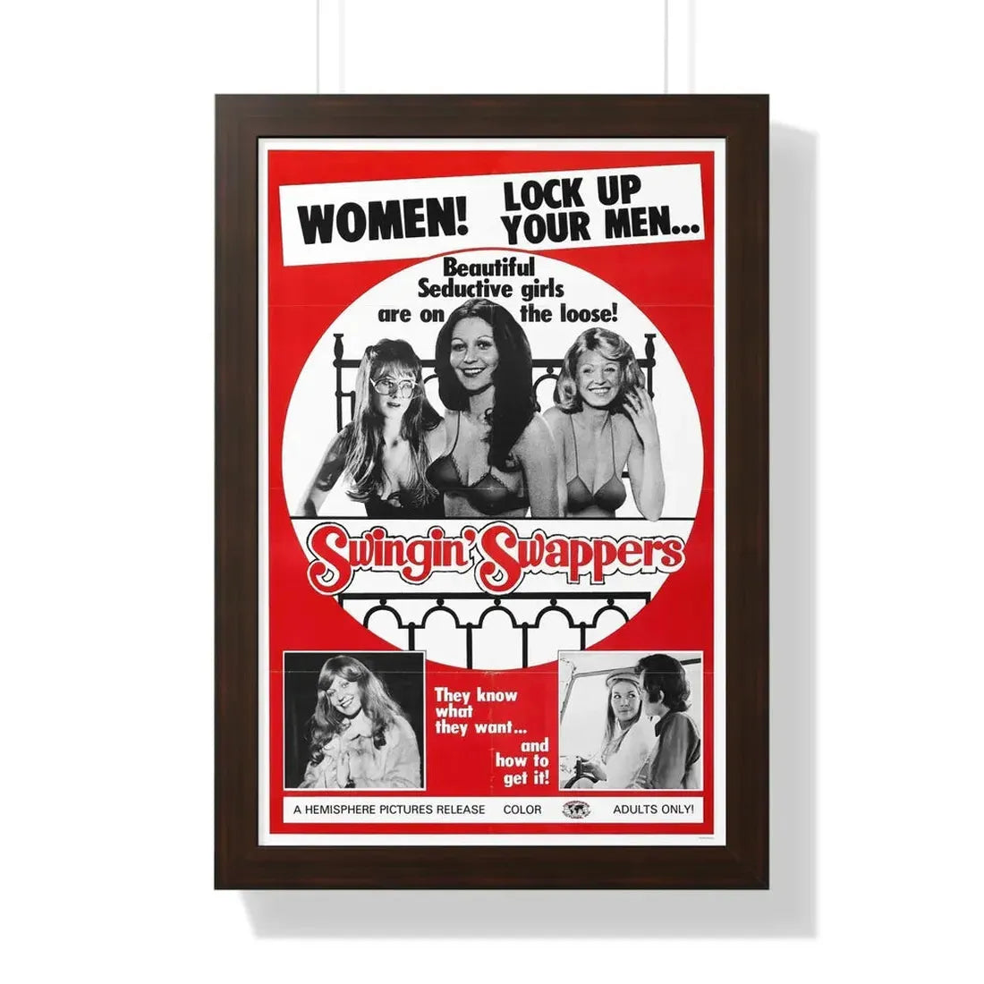 SWINGIN SWAPPERS 1973 - Framed Movie Poster 16″ x 24″ Walnut - The Sticker Space