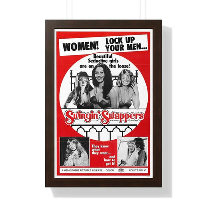 SWINGIN SWAPPERS 1973 - Framed Movie Poster 16″ x 24″ Walnut - The Sticker Space