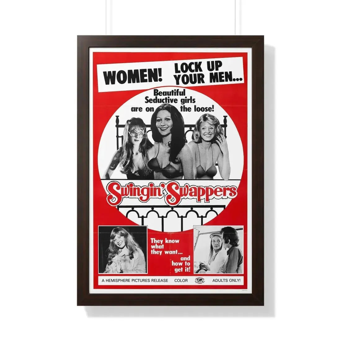 SWINGIN SWAPPERS 1973 - Framed Movie Poster 20" x 30" Walnut - The Sticker Space