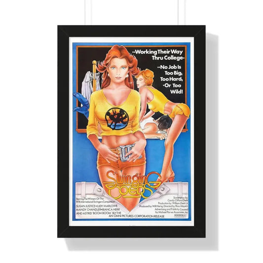SWINGING COEDS 1972 - Framed Movie Poster 16″ x 24″ Black - The Sticker Space